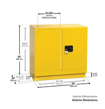 Load image into Gallery viewer, Sure-Grip® EX 22-gal.capacity Undercounter Flammable Safety Cabinet w/ 1 Shelf &amp; 2 Manual Close Doors - Yellow