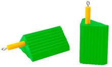 Load image into Gallery viewer, General Purpose Wheel Chocks, Roped Pair, SafeRay™ Hi-Viz Green Urethane, for Vehicles up to 60,000 Lbs. - UC1400-6-FLG-P