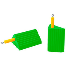 Load image into Gallery viewer, General Purpose Wheel Chocks, Roped Pair, SafeRay™ Hi-Viz Green Urethane, for Vehicles up to 60,000 Lbs. — image 2 of 2