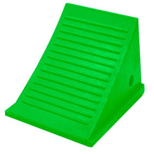 Load image into Gallery viewer, General Purpose Single Wheel Chock, SafeRay™ Hi-Viz Green Urethane, for Vehicles up to 60,000 Lbs — image 2 of 2