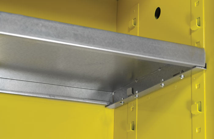 12 Gallon, 2 Shelves, 1 Door, Self-Close, US Navy Flammable Cabinet, Yellow – 8912207