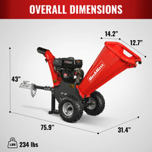Load image into Gallery viewer, MechMaxx 4 inch DUCAR 212cc 7hp Gas Engine Powered Wood Chipper with Towbar, GS650