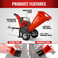 Load image into Gallery viewer, MechMaxx HONDA GX200 Gasoline Engine Powered 4 inch Wood Chipper, GS650