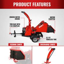 Load image into Gallery viewer, MechMaxx 25hp 750cc Twin Cylinder ZONSEN Petrol Engine 7" Hydraulic Feeding Commerical Wood Chipper, DCH7
