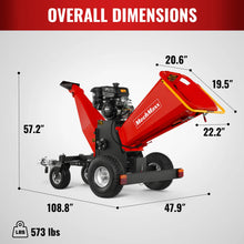 Load image into Gallery viewer, MechMaxx 6 inch KOHLER E-Start 429cc 14HP Gas Powered 4 - Wheel Drum Wood Chipper with Taillight, B150