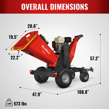 Load image into Gallery viewer, MechMaxx 6 inch HONDA E-Start Gasoline Engine Powered 4 - Wheel Drum Wood Chipper with Taillight, B150
