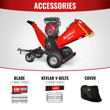 Load image into Gallery viewer, MechMaxx 8 inch HONDA E-Start 688cc 22hp Gas Powered 4 - Wheel Drum Wood Chipper with Taillight, B200