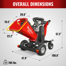 Load image into Gallery viewer, MechMaxx 8 inch HONDA E-Start 688cc 22hp Gas Powered 4 - Wheel Drum Wood Chipper with Taillight, B200