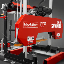 Load image into Gallery viewer, MechMaxx 36" MAX Portable Sawmill, 25HP 750cc ZONSEN V-Twin Engine, 36" Board Width, 20' Track Length, (10 x Blades Included), SM-36MAX