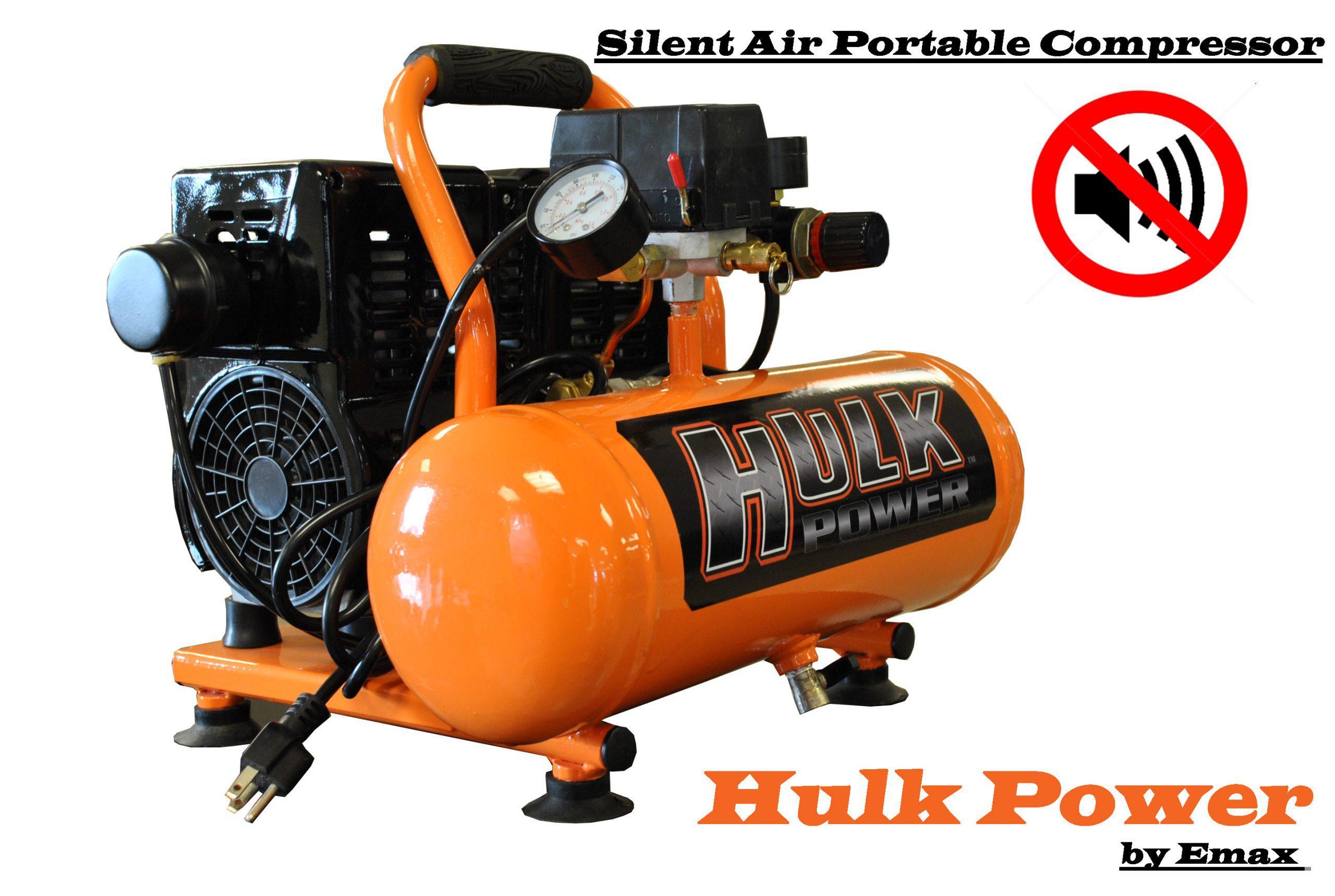 EMAX 90 PSI @ 2.54 CFM 1HP 2 gal, Hulk Silent Air Portable Air Compres