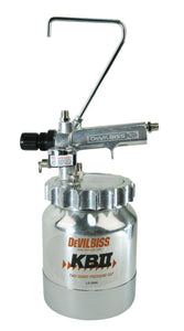 Devilbiss KB Pressure Cup (2quart) w/ Binks Trophy HVLP Pressure Fed Spray Gun with 1.2 MM, 1.4 MM, 1.8MM Fluid Nozzle & 6' Foot Fluid & Air Hose