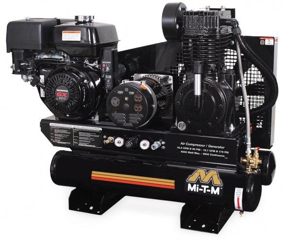 Mi-T-M 16.4 CFM @ 90 PSI/15.7 CFM @ 175 PSI Stationary Two Stage Gasoline Combination Air Compressor Generator