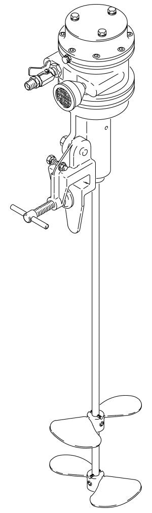 Graco Clamp Mounted Drum Agitator, air driven, 2-1/2 HP, 41.5 inches (105.4 cm) long, includes dual round prop; open drum