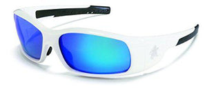MCR Crews SR128B Swagger Safety Glasses White w/ Blu Diamond Mirror Lens
