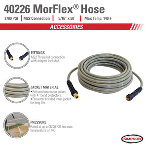 3700 PSI - 5/16" X 50' Cold Water Pressure Washer Hose by Simpson