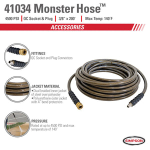 4500 PSI - 3/8"  x 150' Cold Water Pressure Washer Hose by Simpson