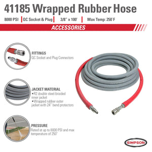 8000 PSI - 3/8" x 100' Hot Water Pressure Washer Hose by Simpson