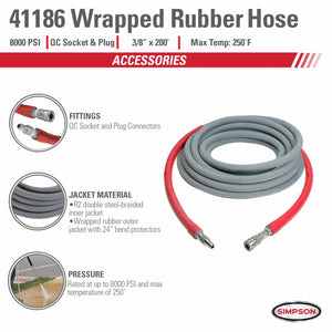 8000 PSI - 3/8'' X 200' Hot Water Pressure Washer Hose by Simpson