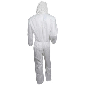 Kimberly Clark Kleenguard A30 Breathable Splash & Particle Protection Apparel Coveralls - Zipper Front w/1" Flap, Elastic Back, Wrists, Ankles & Hood - XL - 25 Each Case