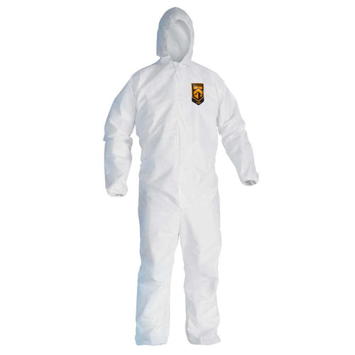 Kimberly Clark Kleenguard A20 Breathable Particle Protection Coveralls - Zipper Front, Elastic Back, Wrists, Ankles & Hood - White - 2X - 24 Each Case