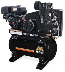 Mi-T-M Two Stage Combination Air Compressor / Generator Combination Regular Gasoline - 15.7/16.4 CFM - 175/90 PSI -  420cc Mi-T-M OHV