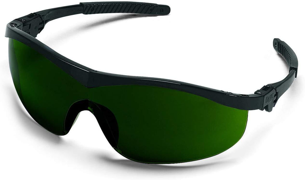 MCR Safety ST1150 Storm Ratchet Bayonet Temple Single Lens Glasses with Black Frame and Filter Green 5.0 Lens - 1/EA