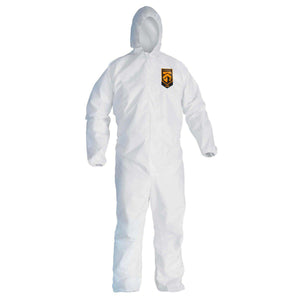 Kimberly Clark Kleenguard A30 Breathable Splash & Particle Protection Apparel Coveralls - Zipper Front w/1" Flap, Elastic Back, Wrists, Ankles & Hood - XL - 25 Each Case