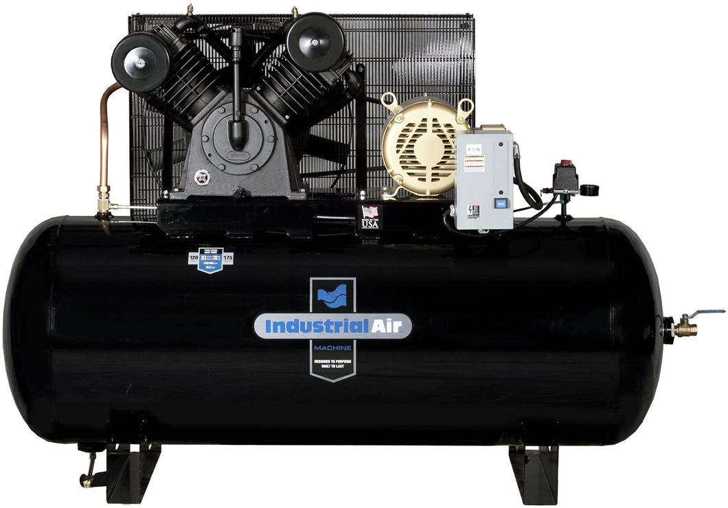 Industrial Air 10-HP 120-Gallon (460V Three Phase) Horizontal Two Stage Air Compressor