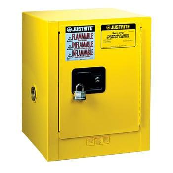 Justrite- Sure-Grip® EX 4-gal. capacity Countertop Flammable Safety Cabinet W/ 1 Shelf & 1 Manual Close Door - Yellow