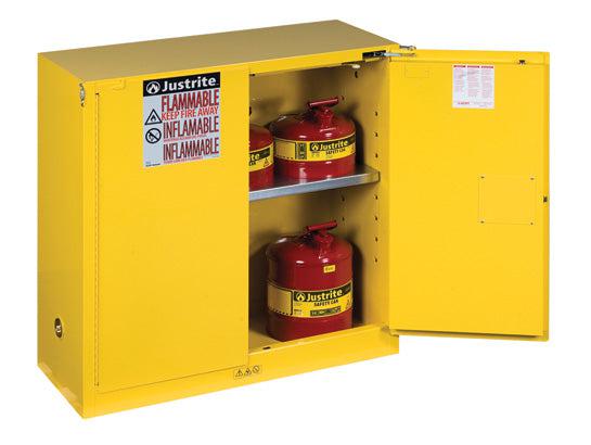 Sure-Grip® EX 30-gal.capacity Flammable Safety Cabinet w/ 1 Shelf & 2 Doors-Self Close - Yellow