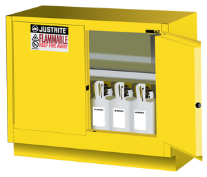 Sure-Grip® EX 31-gal,capacity Under Fume Hood Flammable Cabinet w/ 1 Shelf & 2 Self-Close Doors - Yellow