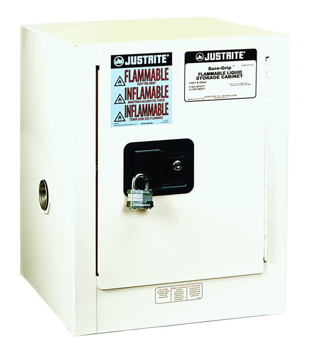 Sure-Grip® EX 4-gal.capacity Countertop Flammable Cabinet w/ 1 Shelf & 1 Self Close Door - White