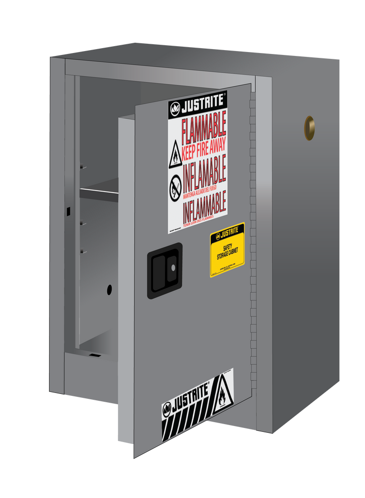 Sure-Grip® EX Compac 12-gal.capacity Flammable Cabinet w/ 1 Shelf & 1 Manual Close Door - Gray