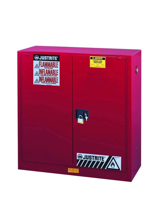 Sure-Grip® EX 30-gal.capacity Flammable Safety Cabinet w/ 1 Shelf & 2 Self Close Door - Red