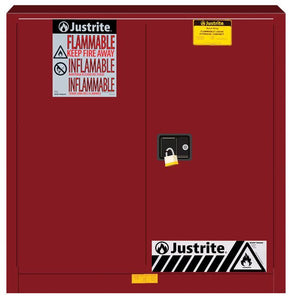 Sure-Grip® EX 30-gal. capacity 35"H Flammable Cabinet w/ 1 Shelf & 2 Doors-Manual Close - Red