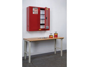 Sure-Grip® EX 20-gal. capacity Wall Mount Aerosol Can & Flammable storage Cabinet w/ 2 Doors-Manual Close & 3 Shelves - Red