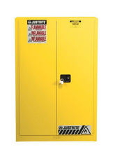 Load image into Gallery viewer, Justrite™ Sure-Grip® EX Combustibles Safety Cab. for P&amp;I, 60 Gal., 5 shelves, 2 m/c door, Yellow