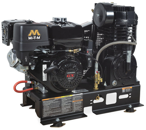 Mi-T-M Base Mount Two Stage Gasoline Air Compressor - 29.0 CFM - 175 PSI - Honda