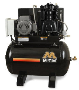 Mi-T-M Two Stage Electric Stationary Air Compressors - 23.5 CFM - 175 PSI - 7.5 HP - 80 gal - Simplex Horizontal