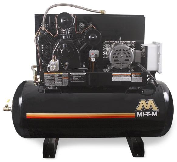 Mi-T-M Two Stage Electric Stationary Air Compressors - 34.2 CFM - 175 PSI - 10 HP - 120 gal - Simplex Horizontal