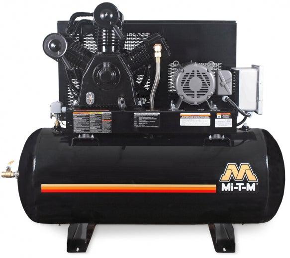 Mi-T-M Two Stage Electric Stationary Air Compressors - 46.5 CFM - 175 PSI - 15 HP - 120 gal - Simplex Horizontal