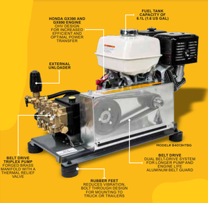 BE 4000 PSI @ 4.0 GPM Belt Drive Honda GX390 TRIPLEX GENERAL TSS1511 - Truck Mount - Industrial Series Gas Pressure Washer