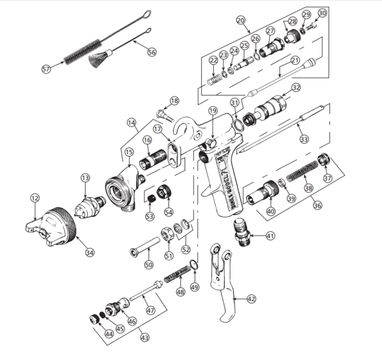 Binks 54-724 Model 7 Spray Gun Fluid Control Assembly