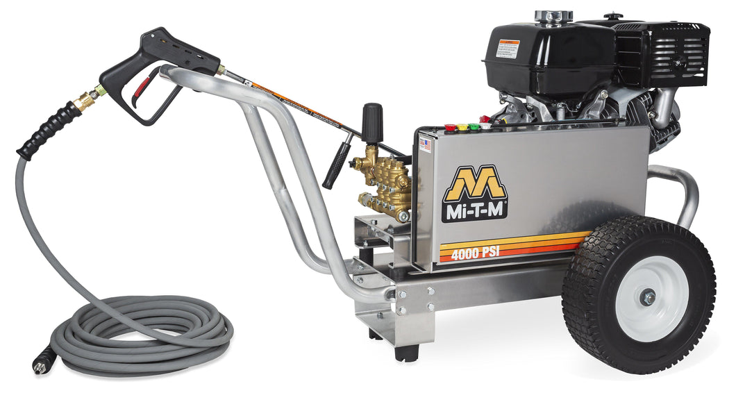 Mi-T-M CBA Aluminum Series 4000 PSI @ 3.7 GPM Belt Drive 389cc Honda GX390 OHV CAT Pump Gas Cold Water Pressure Washer - (49-State)