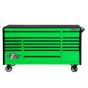 Extreme Tools® DX Series 72"W x 21"D 17 Drawer Triple Bank Roller Cabinets 100 lbs Slides