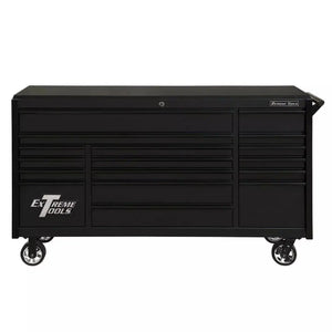 Extreme Tools® DX Series 72"W x 21"D 17 Drawer Triple Bank Roller Cabinets 100 lbs Slides