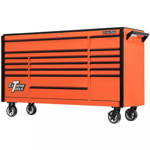 Extreme Tools® DX Series 72"W x 21"D 17 Drawer Triple Bank Roller Cabinets 100 lbs Slides