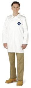 DuPont™ Tyvek® 400 Frock - Collar - Open Wrists - Extends Below Hip - Front Snap Closure - Serged Seams - White - Large - 30/PK