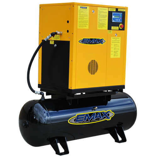 EMAX Industrial Plus 10HP 208/230V - 1 Phase Rotary Screw Air Compressor - Mounted on 80 gal. Tank (no dryer)