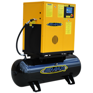 EMAX Industrial Plus 10HP 208/230V - 1 Phase Rotary Screw Air Compressor - Mounted on 80 gal. Tank (no dryer)